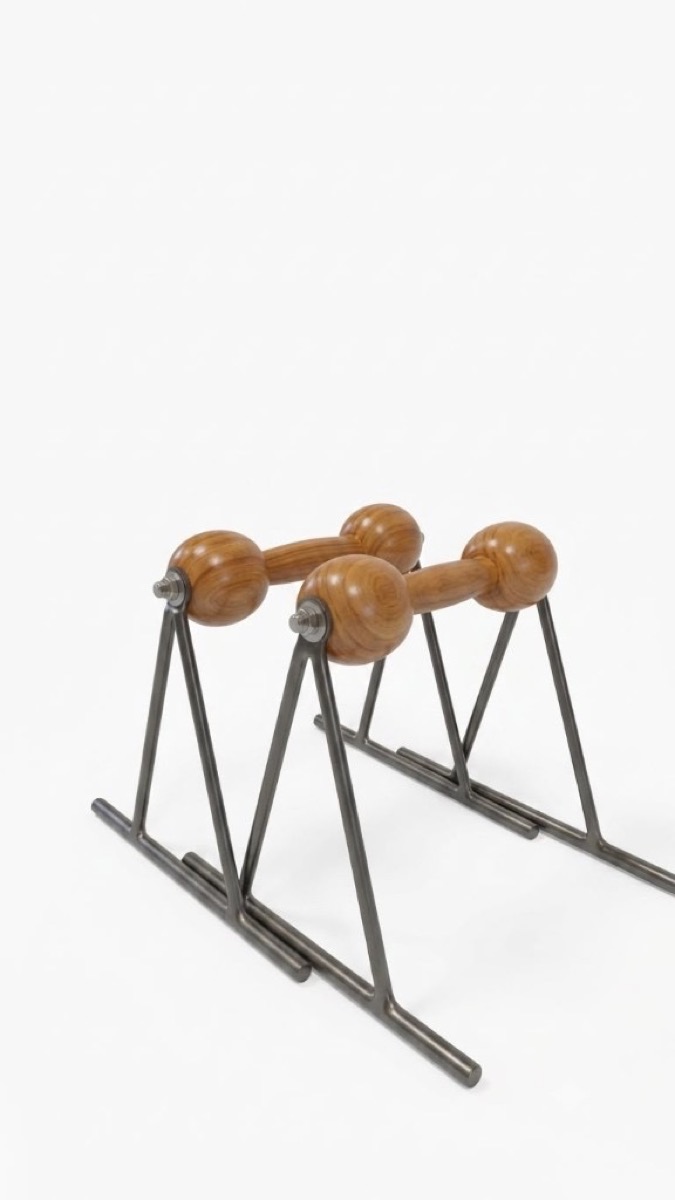 Push up varilla negra BALANCE con manijas de madera
